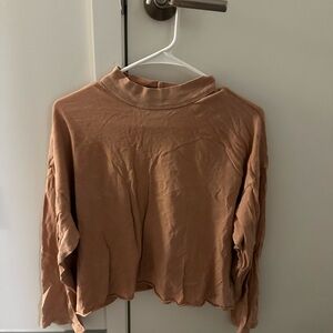 Women's Tan/muted orange mock neck Top